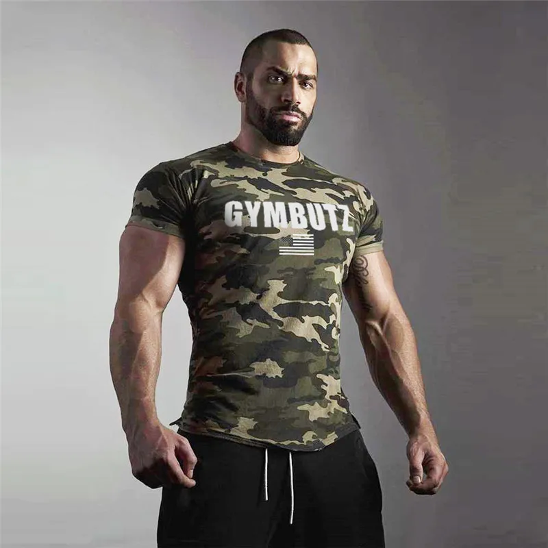 Футболка мужская Спортивная камуфляжная быстросохнущая рубашка для спортзала