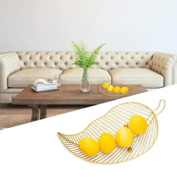 

New Arrvials Nordic Style Leaf Shape Metal Fruit Plate Living Room Home Innovative Fruit Snack Plate