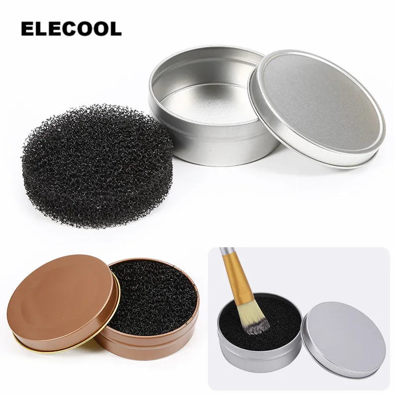 

ELECOOL 1PC Makeup Cosmetic Brush Cleaner Sponge Eyebrow Contour Powder Color Switch Remover Quick Clean Case Makeup Tool