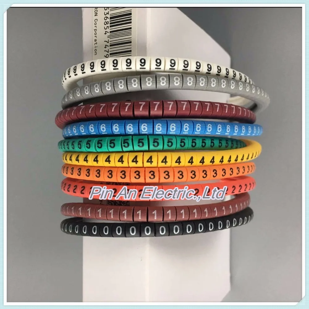 

500pcs/lot EC-3 10mm2 10 different number and color 0-9 cable marker