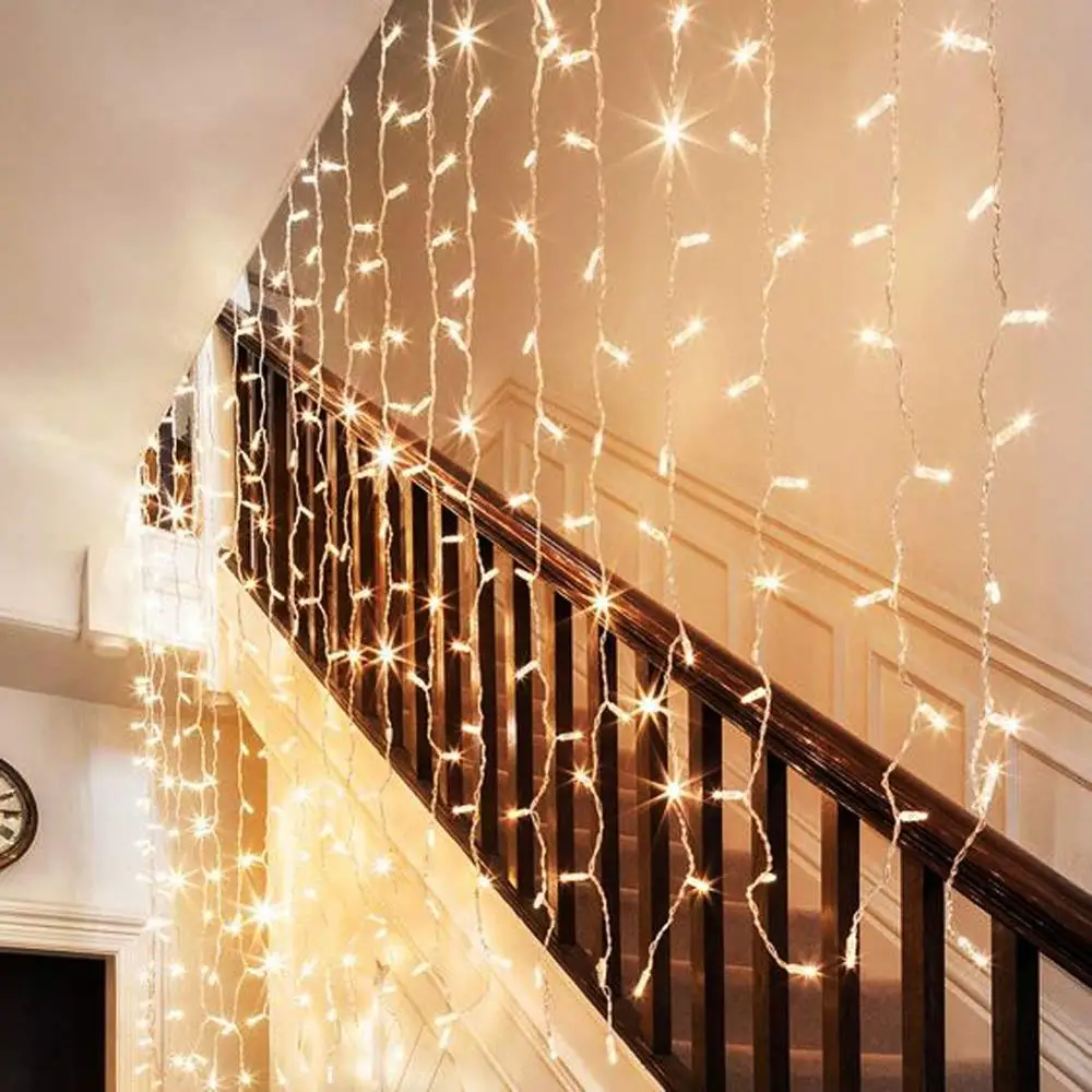  300 LED Warm White Christmas Hallowee Lighting Window Curtain String Light for Wedding Party Home B - 33011193137