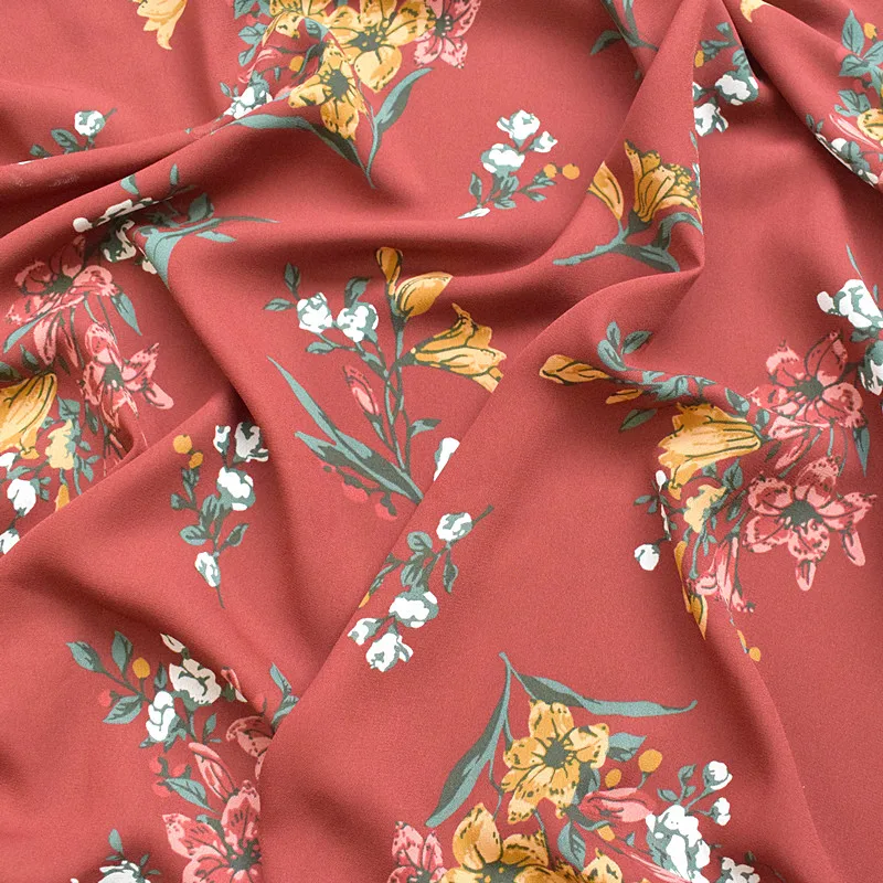 HLQON polyester plain Chiffon flower Burgundy fabric for dress cloth felt patchwork tissue coat Sewing DIY Material by 100x145cm | Дом и сад