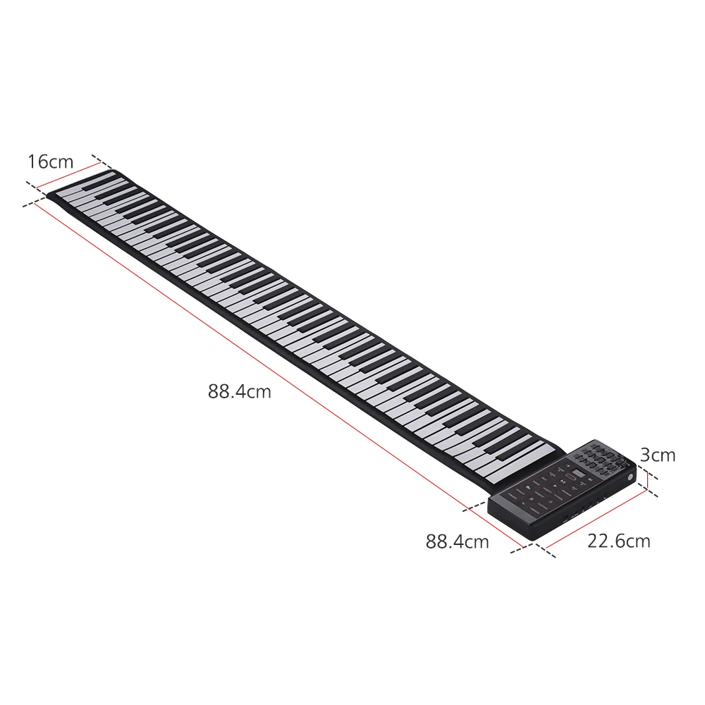 88 клавиш электрическое пианино рулонное пианино многофункциональная цифровая пианино клавиатура Встроенный динамик перезаряжаемая батарея BT функция