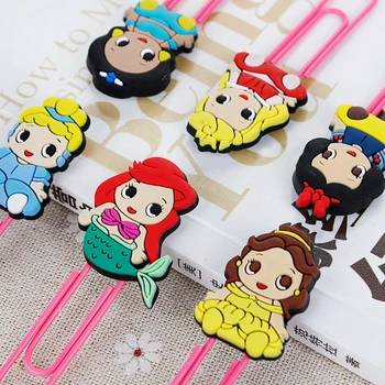

1pcs Cartoon princess paper clip silicone material escolar bookmarks for books stationery school supplies papelaria child gift