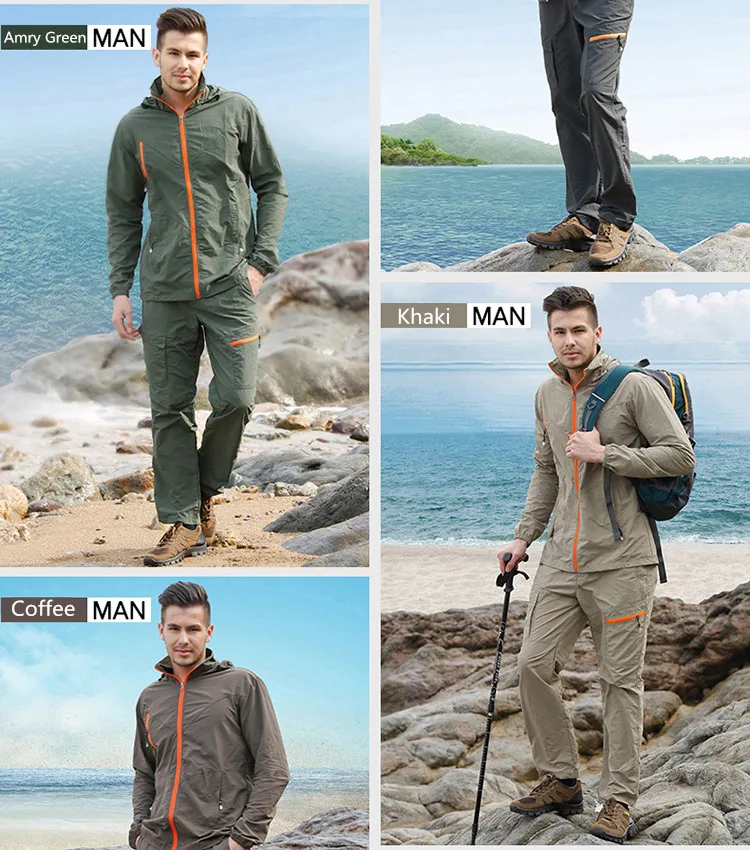 Спортивный костюм унисекс для походов и рыбалки, дышащий ультра-светильник, куртка с капюшоном+ штаны