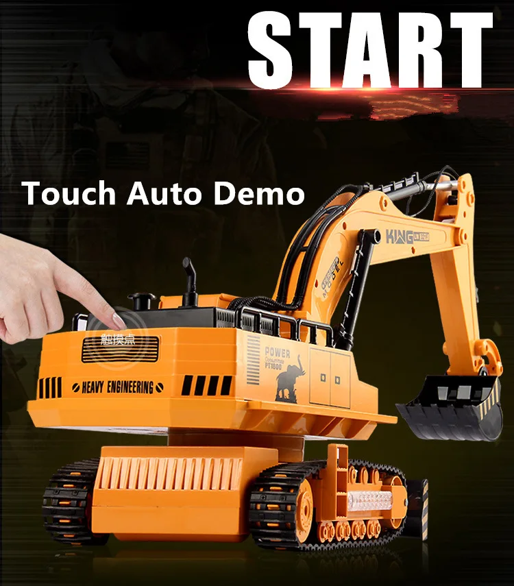 

RC Crawler Car Touch Auto Demo 14 Channel 2.4G RC Excavator Oversize Charging RC Car With Battery RC Excavator RTR For Kids