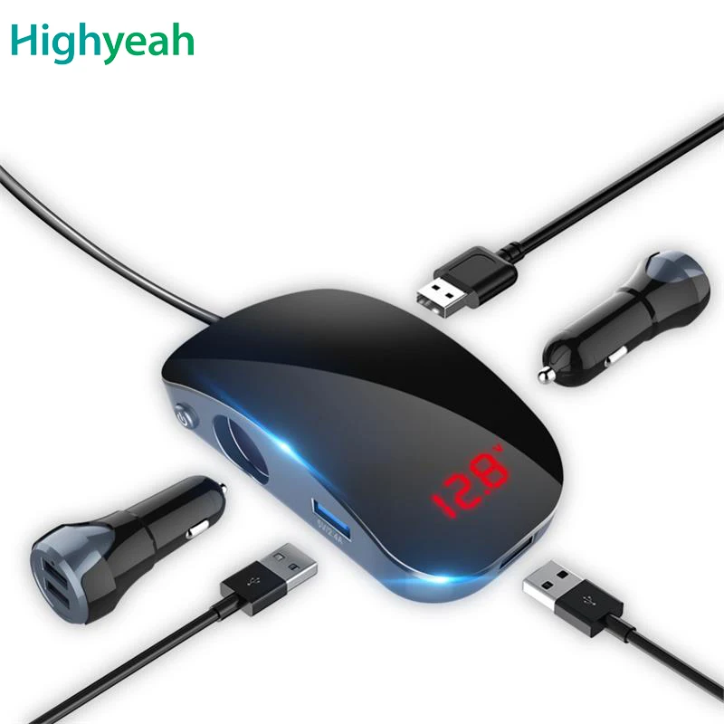 

New Car Auto 12V-24V Power Adapter 3 USB2 Cigarette Ligter Ports Car Charger Auto Accessories Auto Led Voltage Display For Phone