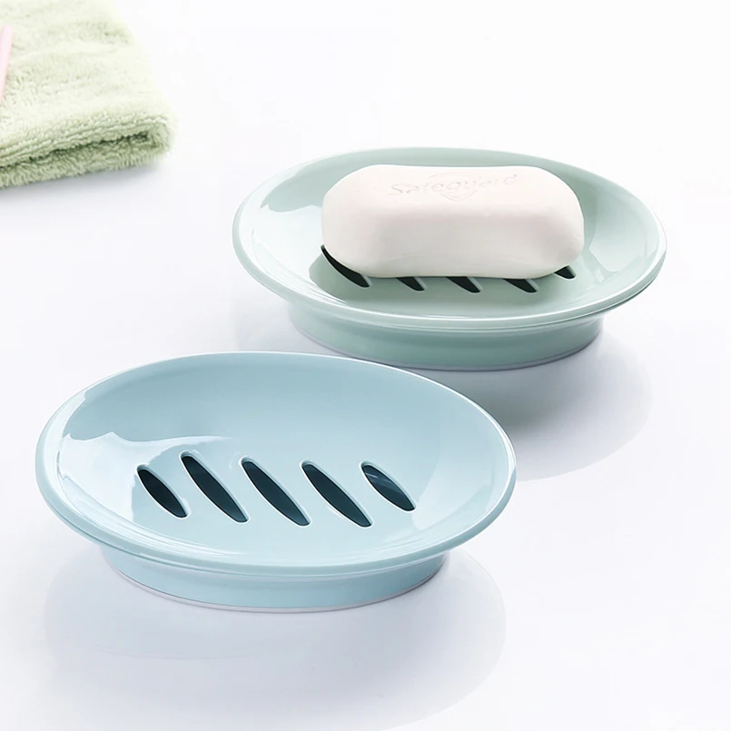 BABOLI Plastic Oval Soap Dish Box Drain Kitchen Sponge Holder Soap Tray