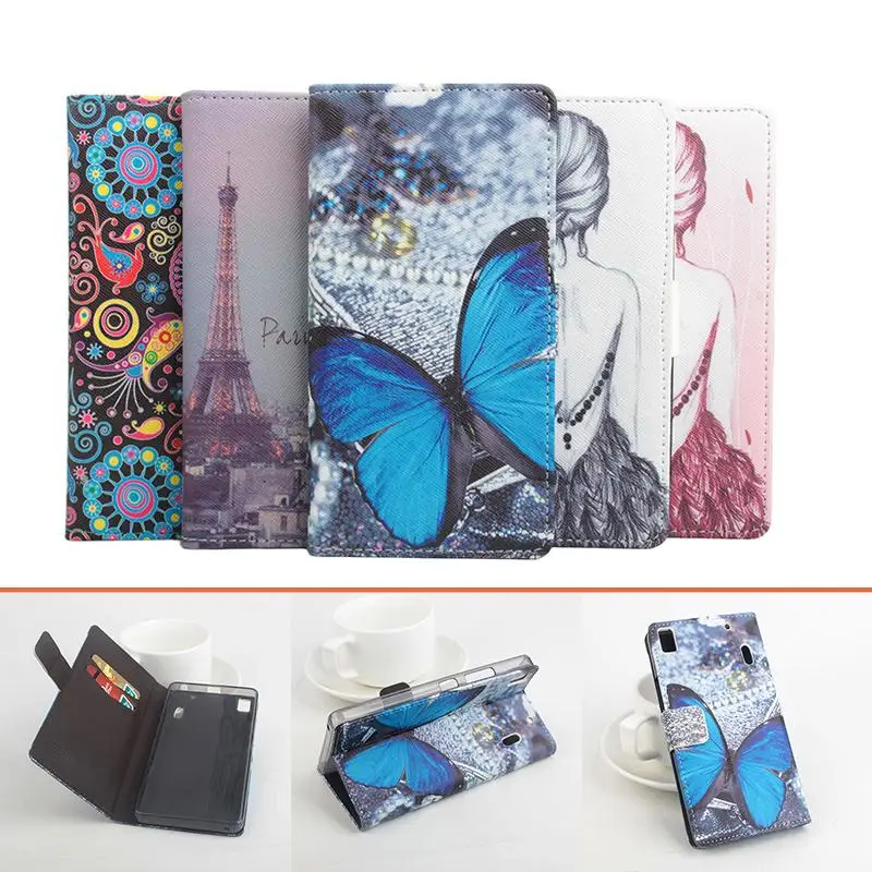 

Printed Butterfly Flower Cases For Lenovo K3 Note Phone Case Cover with Stand Function and Bank Card Holder