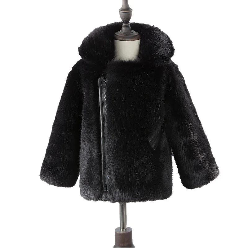

Boys Girls Faux Fur Jacket Children Winter Warm Thick Fur Short Coat Kids Fake Fur Outerwear Child Parkas
