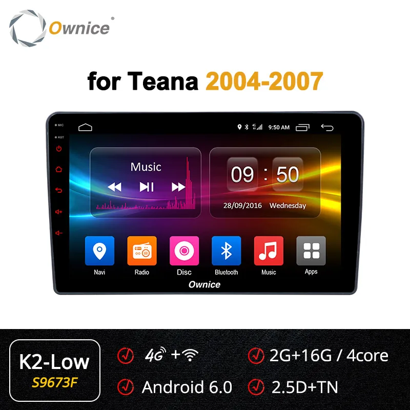 Ownice K2 K3 K5 K6 Android 9,0 автомобиль аудио 360 панорама DSP 4 аппарат не привязан к оператору сотовой связи для Nissan Teana 2004 2005 2006 2007 автомобиль радио gps Navi плеер - Цвет: S9673 K2-Low