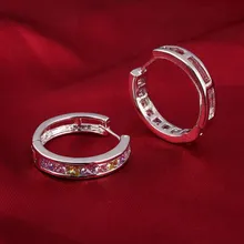 Высокое качество, посеребренные серьги, маленькие серьги-кольца для женщин, AAA Цирконий, женские серьги, ювелирные изделия, лучшие подарки, бижутерия