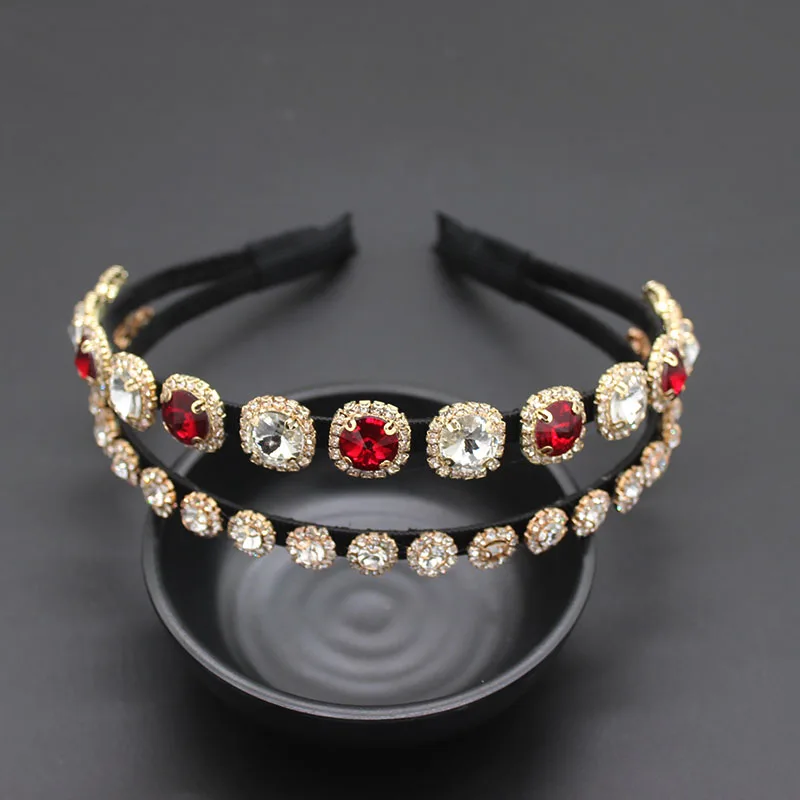 

Retro personality headband Baroque rhinestone double headband Korean version of the trend headband two headband 732