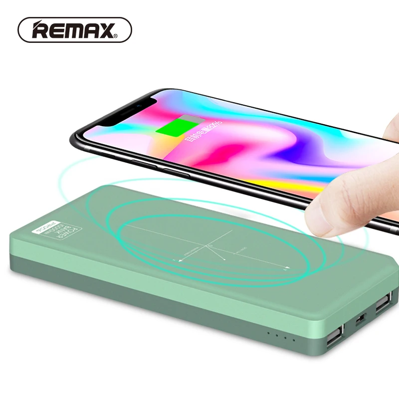 REMAX Qi Wireless Charger 10000mah Power Bank Portable Dual USB External Battery For iphone X 8 Samsung S8 S7 Powerbank Charger