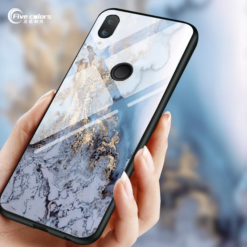 Marble Star Space Tempered Glass Case For Huawei Honor 7A 7X 7C 9i 8Pro View 10 Play Soft Edge Cases for G9 Plus Y9 2018 Cover |