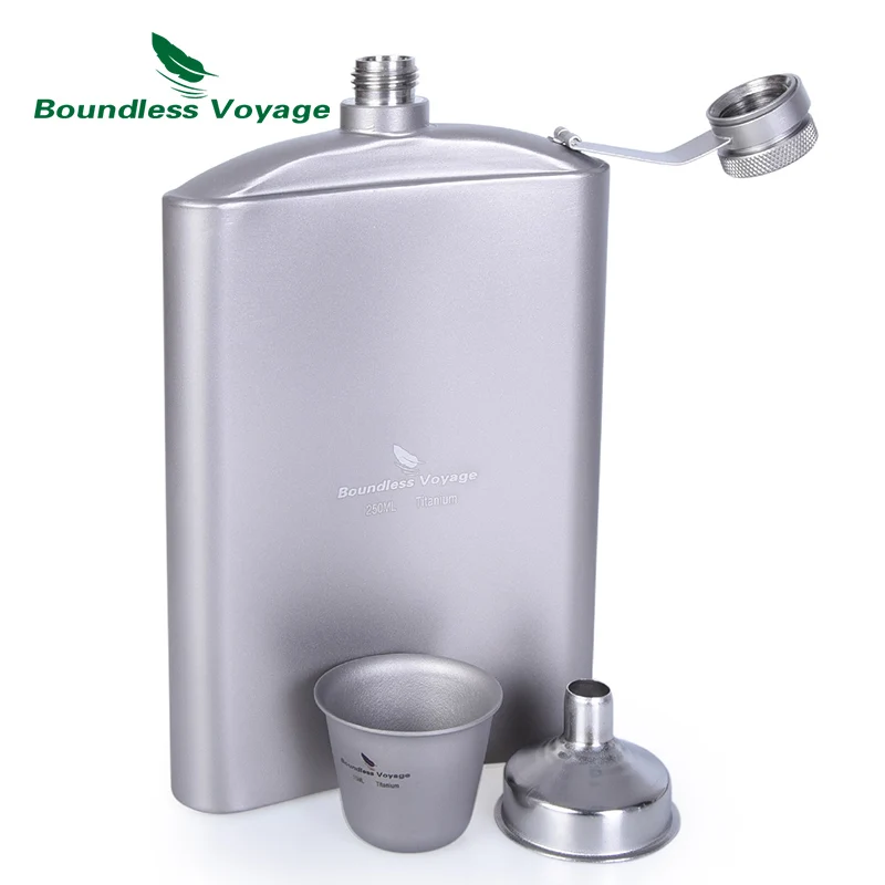 Sin límites viaje cadera de titanio frasco de vidrio con embudo Camping Picnic bolsillo whisky vino taza de té taza de amor 8,5 oz/250 ml