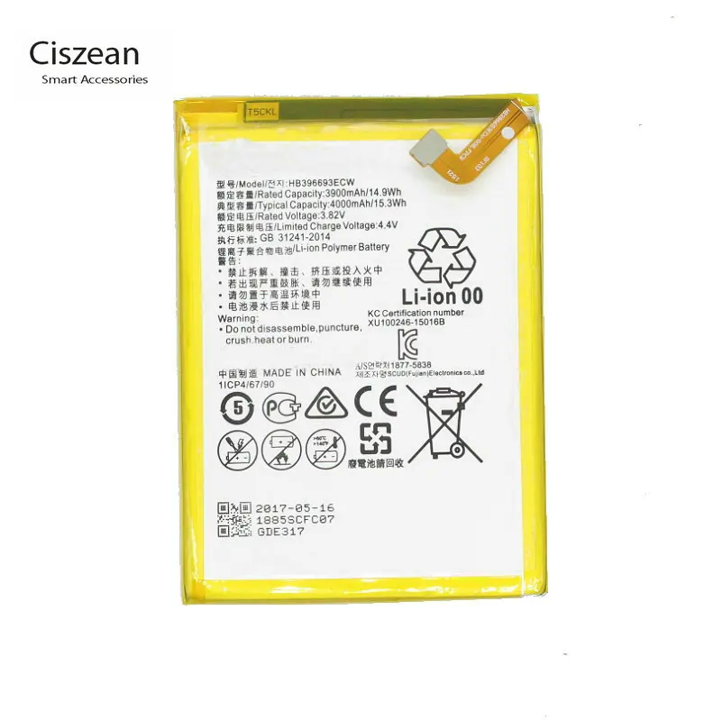 Ciszean 1x4000mAh HB396693ECW Сменный аккумулятор для Huawei mate 8 mate8 батареи Batteria Batterij | Мобильные