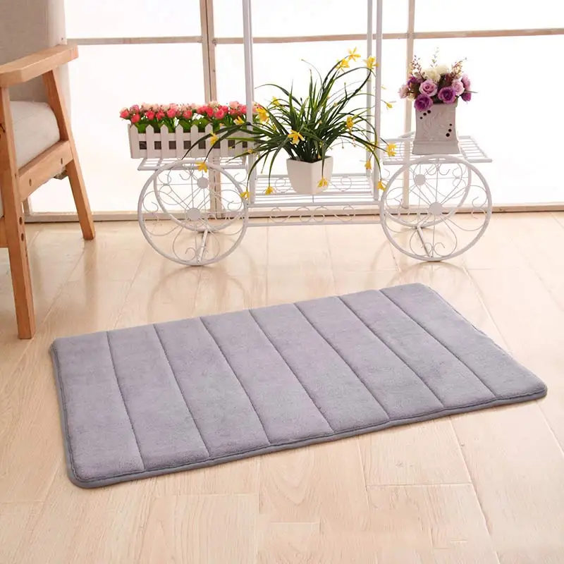 

40*60cm Thicken Non-slip Bathroom Mat Kitchen Rug Coral Velvet Memory Cotton Solid Color Household Bath Mat Water Absorption