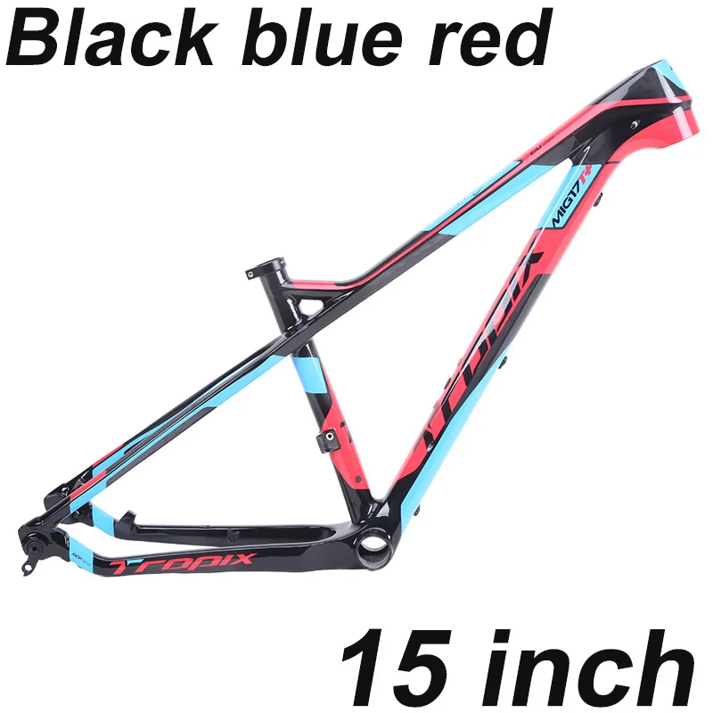 Tropix рама карбоновая для горного велосипеда 27,5 er 142 мм* 12 мм через ось велосипедная Рама T800 углеродное волокно 15 17 дюймов Bb90 650b Mtb Xc 2019new - Цвет: Black blue red 15