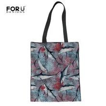 FORUDESIGNS/сумки для покупок акула Дельфин печать сумка на плечо для женщин большая емкость холщовая складная сумка для девочек-подростков школьные сумки