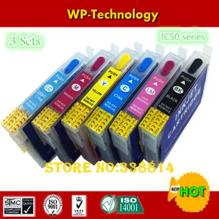 [3 комплекта] Пустые чернильные картриджи для ICBK50 - ICLM50 IC50 подходит Epson