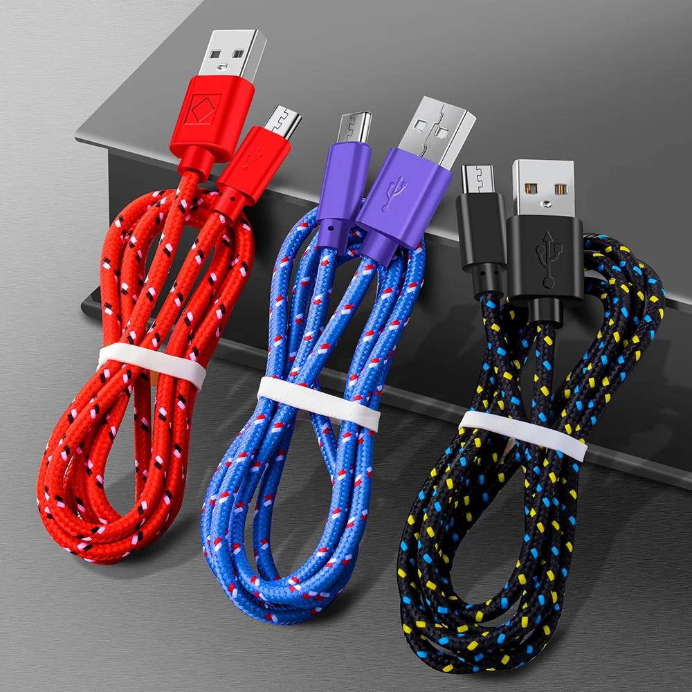 OLAF 1M 2M Nylon Weave Fast Charger Micro USB Cable For Xiaomi Redmi Note 5 Pro 4 Micro USB Charger Data Cable for Samsung S7 S6