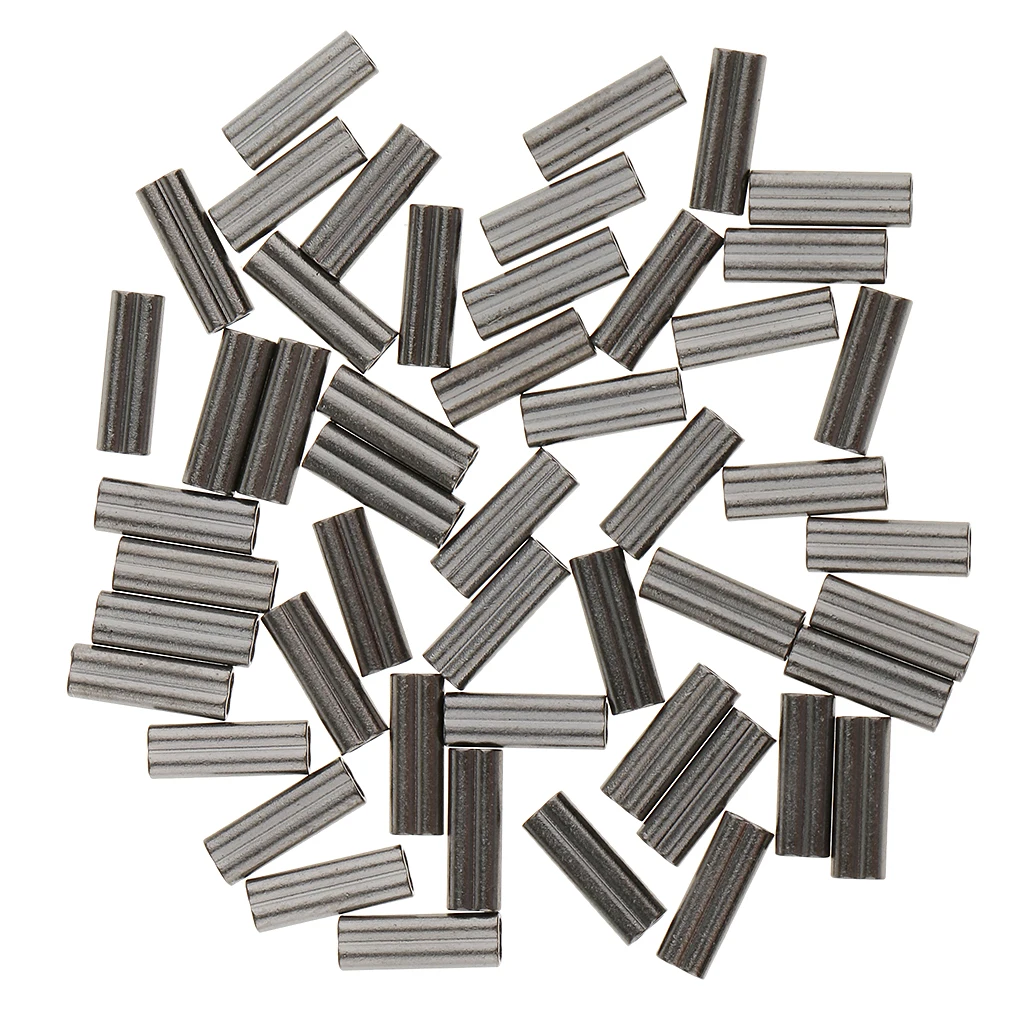 100pcs/lot Double Micro Crimps Fishing Line Mono Braid Wire Trace Sleeves, 2 Sizes fishing line tube accessories