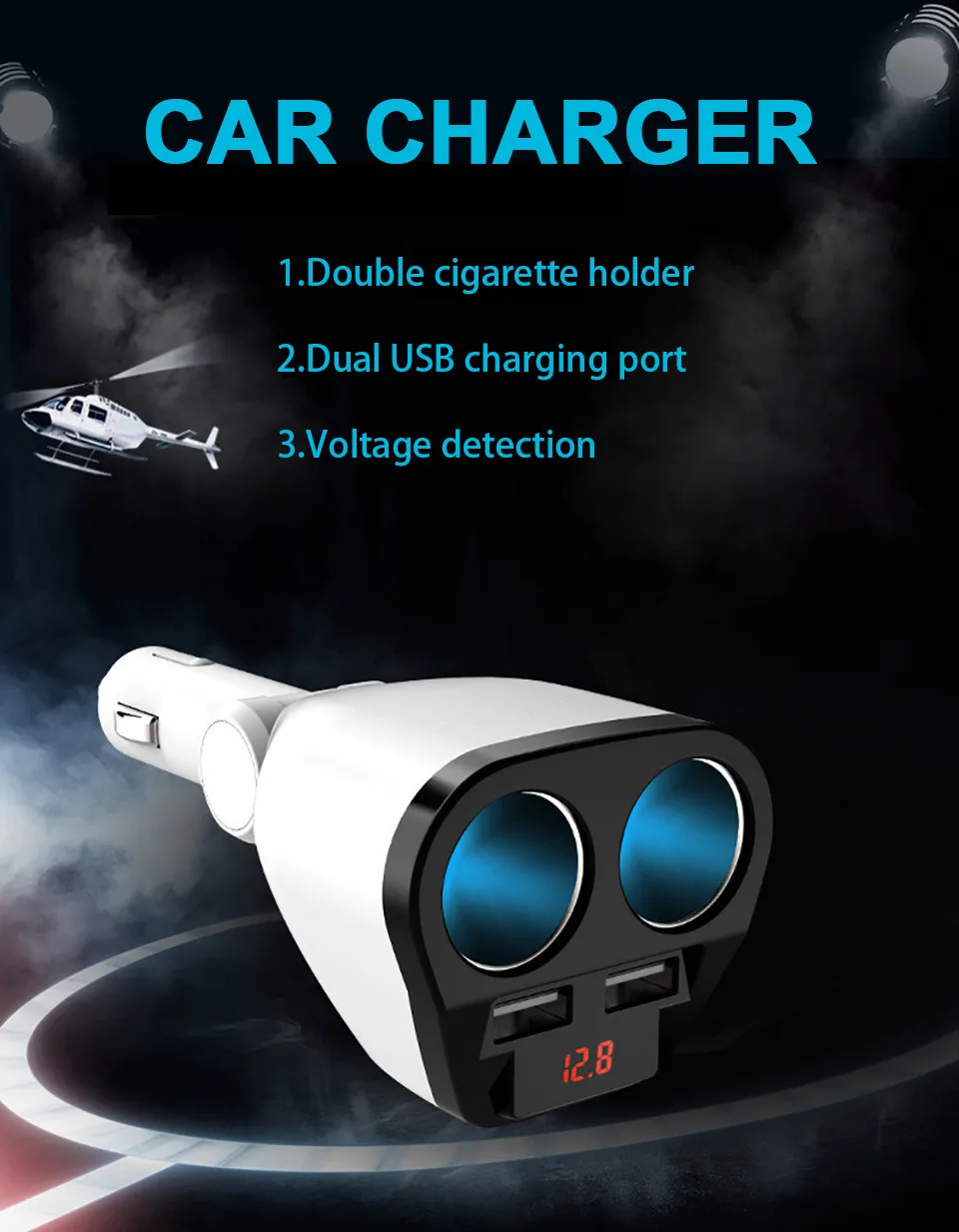 Cunymagos DC 12V 24V 120W Universal 2 ways Car Cigarette Lighter Dual USB 5V 3.4A intelligent output With Car voltage Diagnostic (2)