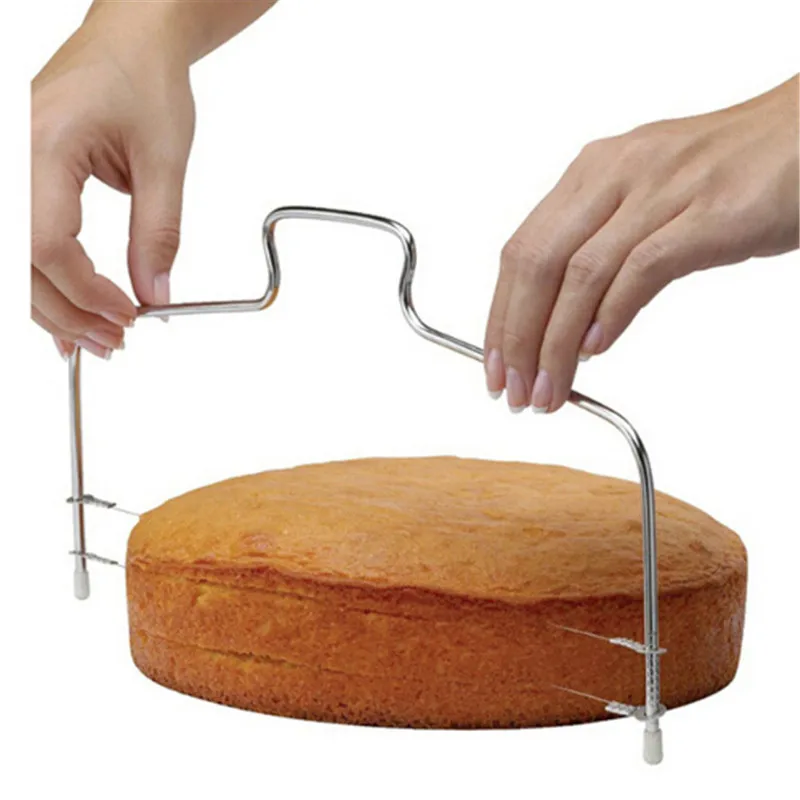 

Stainless Steel Cake Slicer Leveler Divider Adjustable 2-Wire Layer Cake Cutter Cake Party Decorating Tool Kitchen Accessories