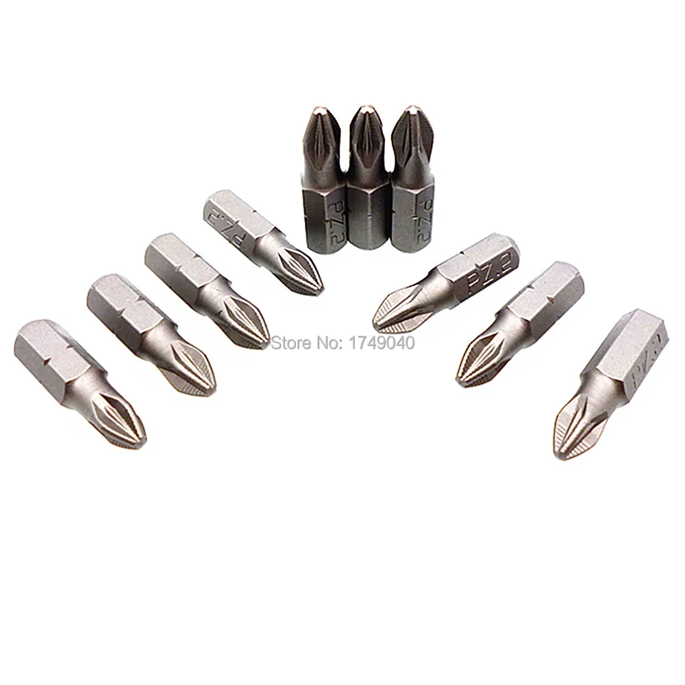 

10 Piece PZ2 Magnetic Tip Impact Screwdriver Pozidriv Insert Bit 1/4" 6.35mm Hex Shank Screw Driver Bits Set 25mm Long