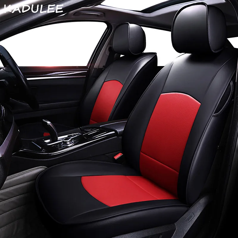 KADULEE custom real leather car seat cover For vw golf 4 5 6 VOLKSWAGEN polo 6r 9n passat b5 b6 b7 b8 Touareg Tiguan car seats - Название цвета: black with red