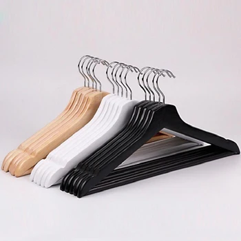 

Jetdio White Black Wood Clothes Hanger with Pants Bar, Durable Shirts Suit Hanger for Hotel, 50pcs/Lot