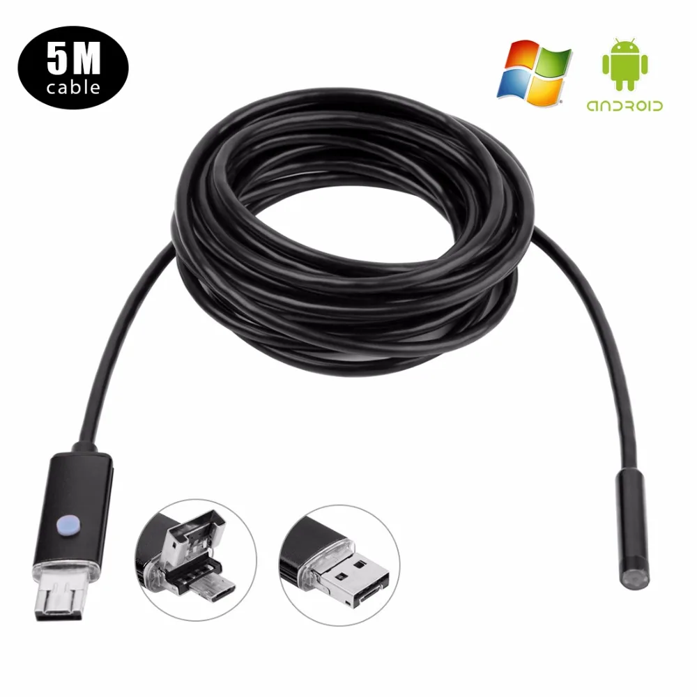 Antscope эндоскопа 7 мм 2 м 5 10 HD USB Android Endoscopio Камера бороскоп эндоскоп инспекции