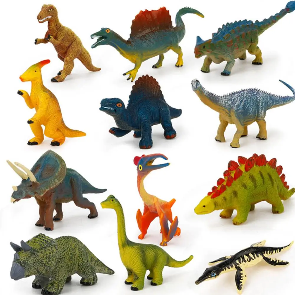 Динозавр игровой набор мир Юрского периода развивающие игрушки набор из 12 морских обитателей диких животных 18 дорожный знак 8 видов машин и игровой коврик 30 - Цвет: 12 pcs dinosaurs
