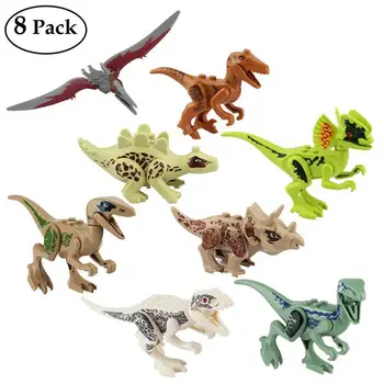 

8 PCS Dinosaur Building Blocks, Kids Play Figure Toys Sets, Mini Construction Playsets for Party Decoration Animal Education