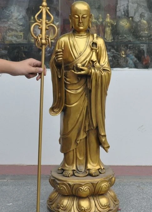 

Tibet Buddhism Joss Brass Jizo Ksitigarbha Bodhisattva Tang Monk buddha statue