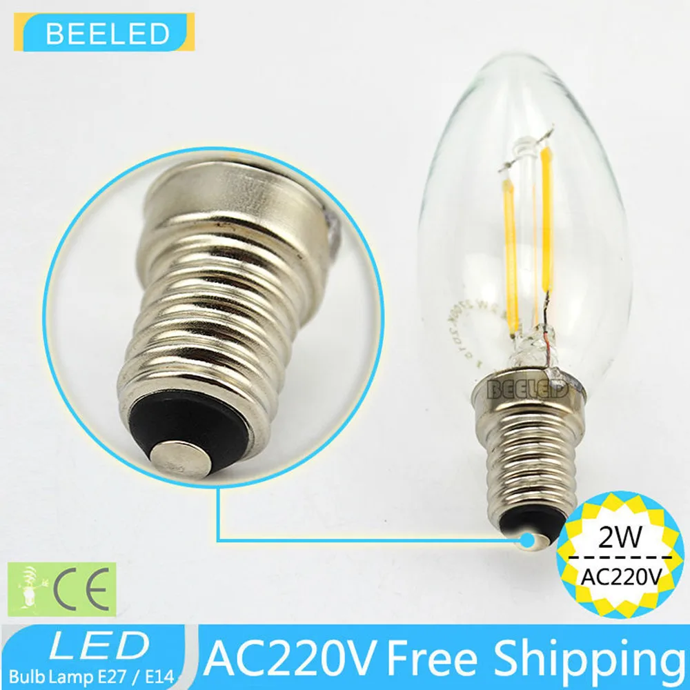E14 теплый белый холодный LED лампа накаливания свеча свет 2700k прозрачное стекло