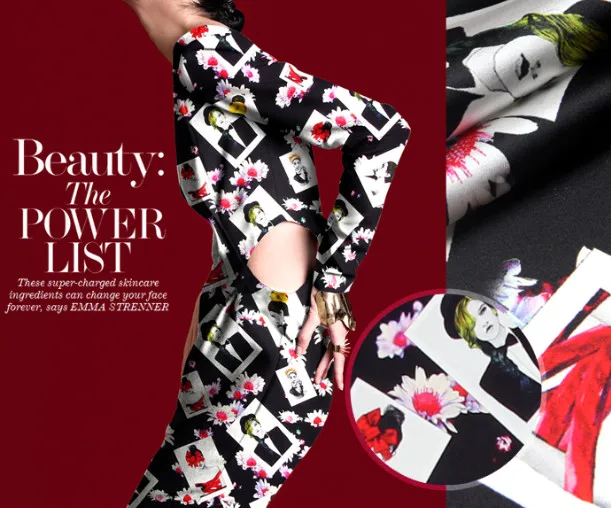 Designer 93% natural mulberry silk 7% spandex stretch satin clothing fabric black white Geometric dress cheongsam 1m U399 | Дом и сад