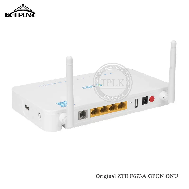

Used ONU for ZTE F673A V2 GPON ONU ONT Router 4GE+1Tel+USB+WIFI class B+ Same function as ZXHN F660 F623 F663N China Mobile logo