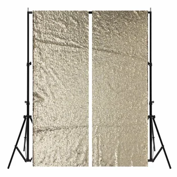 

2 Panels Gold Sparkly Sequin Curtain Potography Background Backdrop for Party Wedding Photographic Studio Backdrop Prop 2ftx6ft
