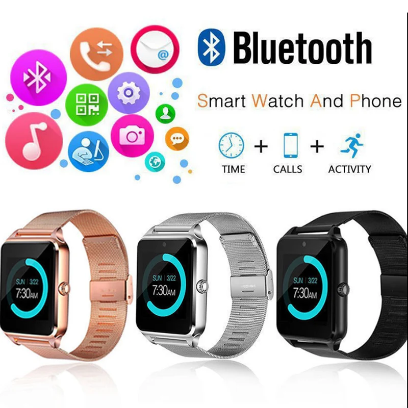 Смарт часы телефон Z60 с металлическим ремешком камера SIM карта вызов Smartwatch для Xiaomi
