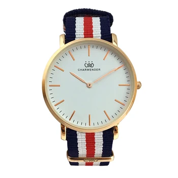 Brand Quartz-Watch Men Women khaki Leather Band Wrist Watches Relojes Montre Homme nylon strap Wristwatch  simple style  Watch