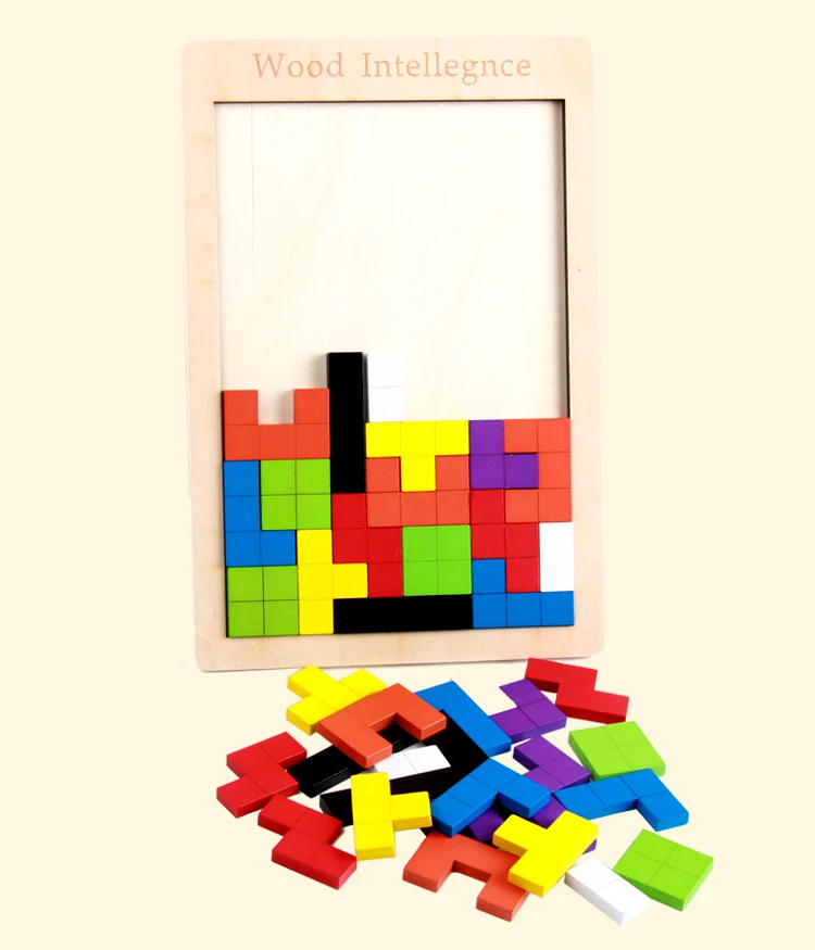 Дети Деревянный тетрис головоломки игрушки красочные головоломки доска дети волшебство интеллектуальная развивающая игрушка для детей подарок