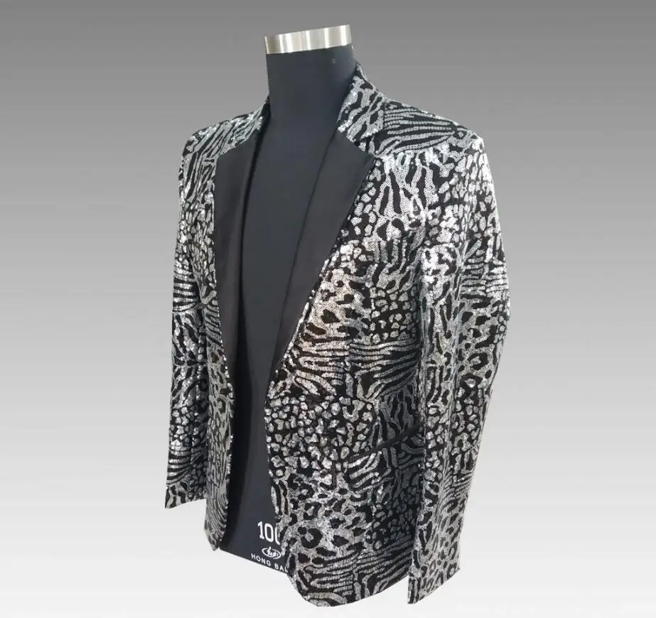 XXS 6XL 2018 мужская одежда BIGBANG GD модный костюм с серебряным леопардовым принтом и
