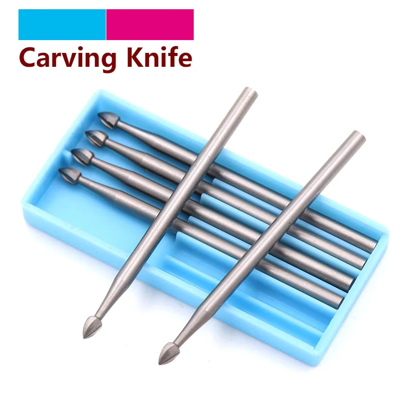 

TaoZ 1/6pcs Tungsten Steel Engraving Knife End Mill Woodworking Router Bit Wood Milling Cutter For Carvings Olive Kernel Amber