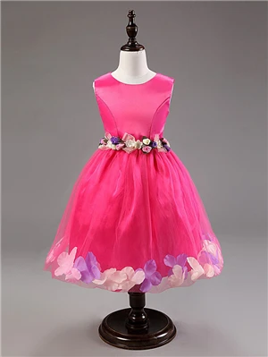 Элегантный для маленьких девочек платье без рукавов с цветочными лепестками дно милые платье принцессы для подружки невесты Одежда для Обувь для девочек