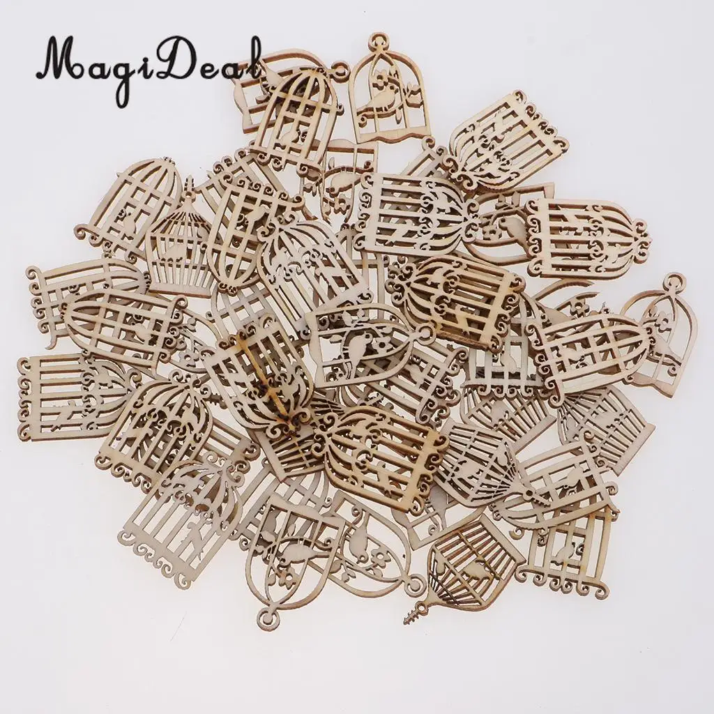 MagiDeal 50 Pieces Mixed Wooden Birdcase Material Wood Embellishment Creative Handworking Activities DIY Craft for Decoration