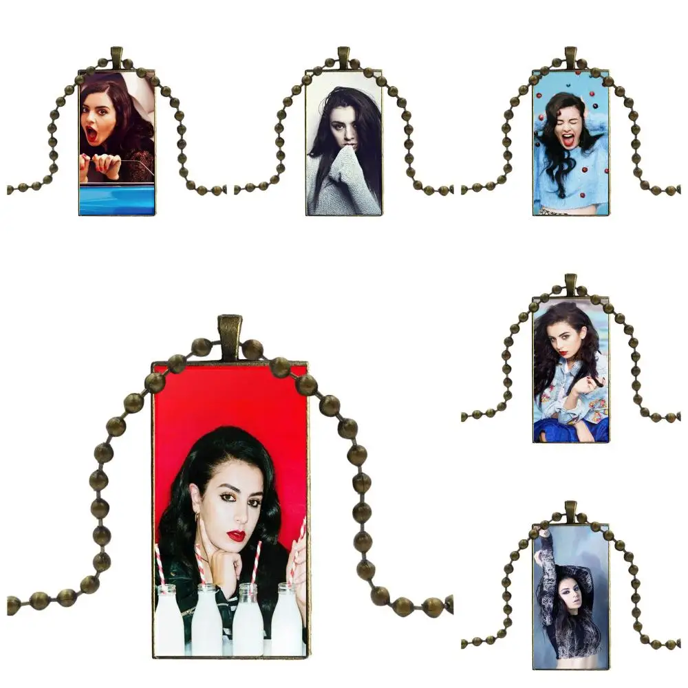 Charli Xcx Glass Cabochon Choker Pendant Rectangle Necklace Bronze Color Jewelry For Women Wedding | Украшения и аксессуары