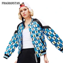 Женские осенние зимние Новые короткие ультра легкие пуховики модные повседневные номер рисунка печатные женские бейсбольные формы JQ210