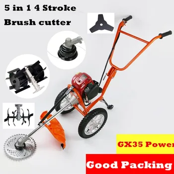 

2020 New Quality 5 in 1 Multi tool Brush cutter 4 stroke GX35 Engine Petrol strimmer Grass cutter Mini tiller ,Grass tiller